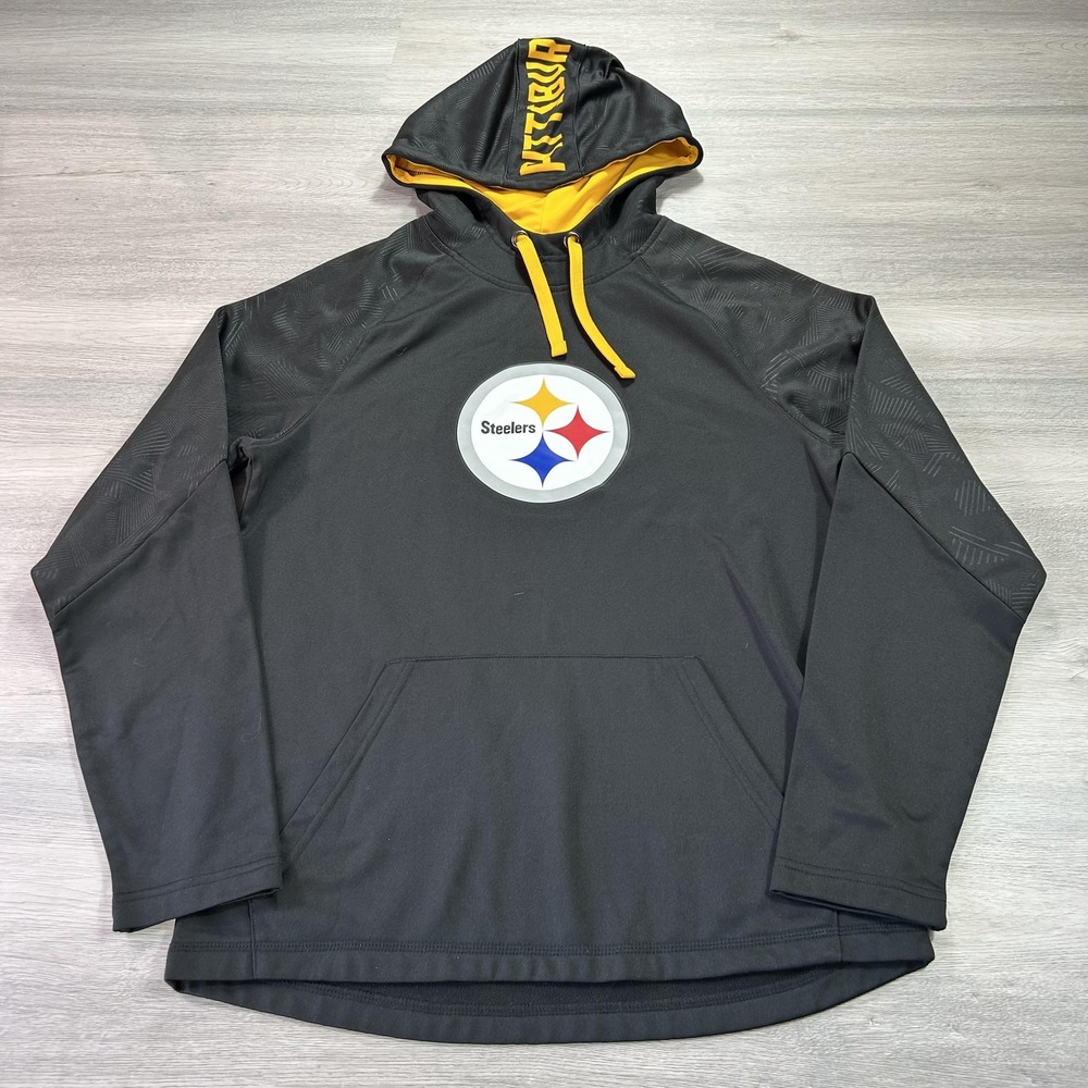 Pittsburgh Steelers Hoodie Sweatshirt Mens Medium Black Yellow NFL Football